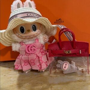 Mini Birkin with baby labubu inside new
